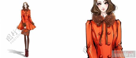 橙色女装外套设计图