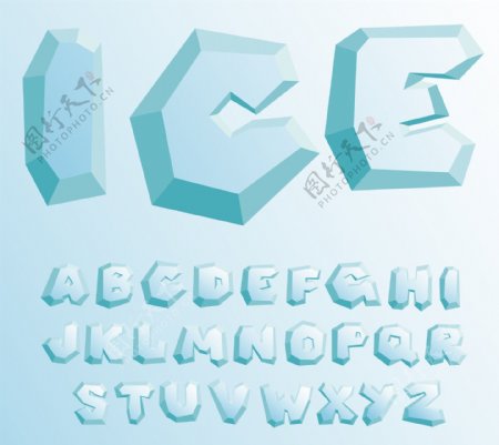 冰块效果字母设计矢量素材下载