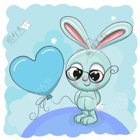 卡通兔子气球漫画图片