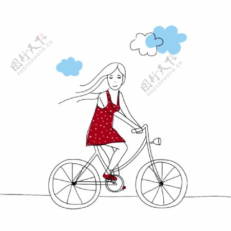 唯美创意骑单车的女孩素材