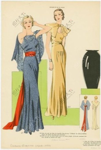 2款欧式时尚长裙礼服设计图
