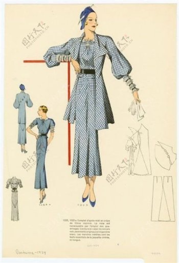 浅蓝色欧式女装设计图