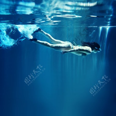 潜水游泳的性感美女图片