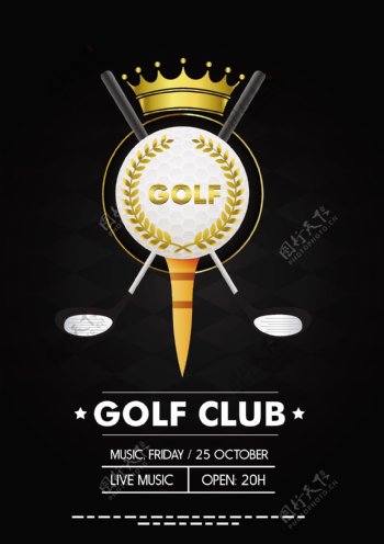 高尔夫球杆金色图标矢量背景