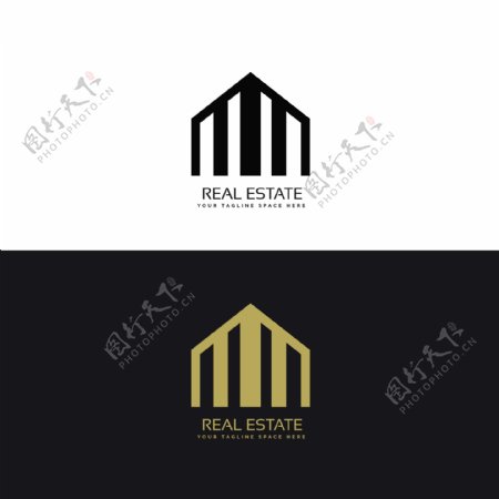 优雅的黑色和金色的房地产标志