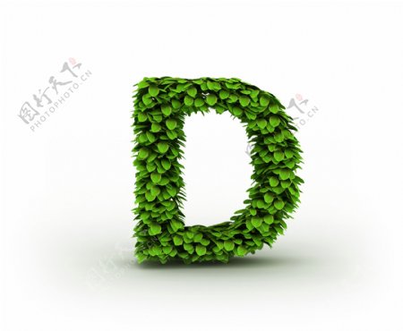绿叶立体字母D图片