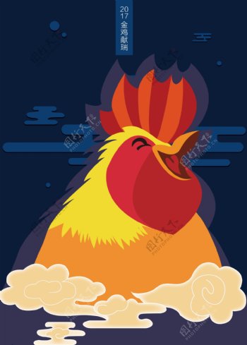鸡年手绘插画海报传单