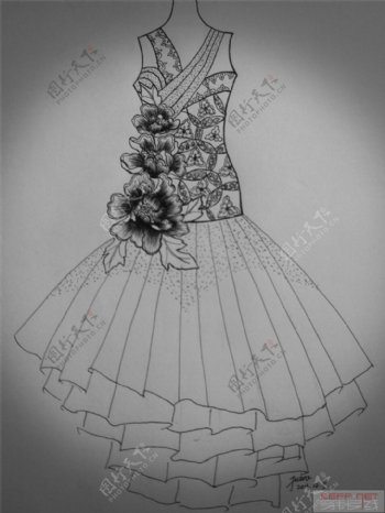 花朵婚纱裙设计图