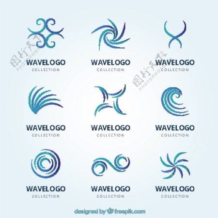 九个抽象设计波纹标志