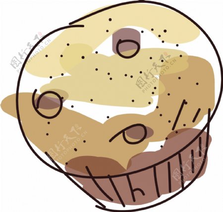 杯子蛋糕手绘面包甜甜圈矢量素材