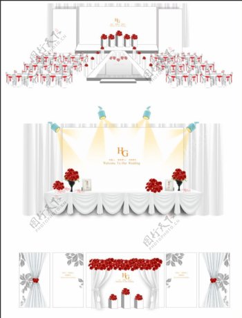 白红色大气简约主题婚礼设计