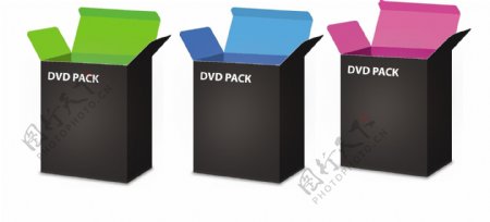 DVD包装盒模板图标矢量