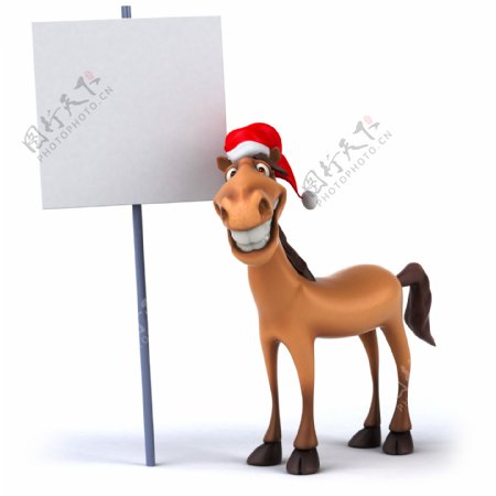 广告牌与圣诞小驴图片