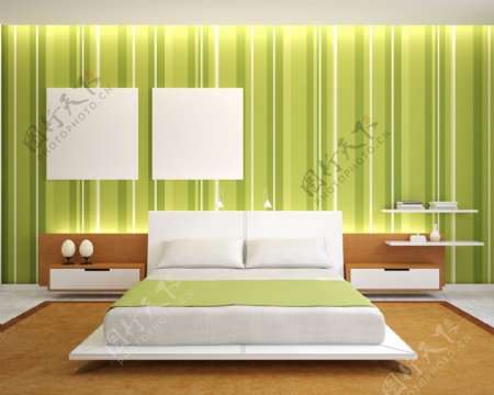 绿色简洁卧室装修设计图片