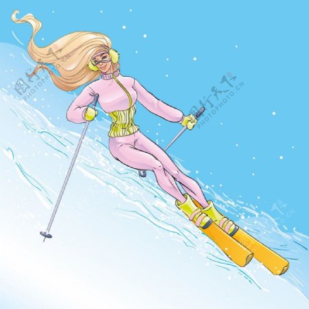 滑雪的性感女人图片