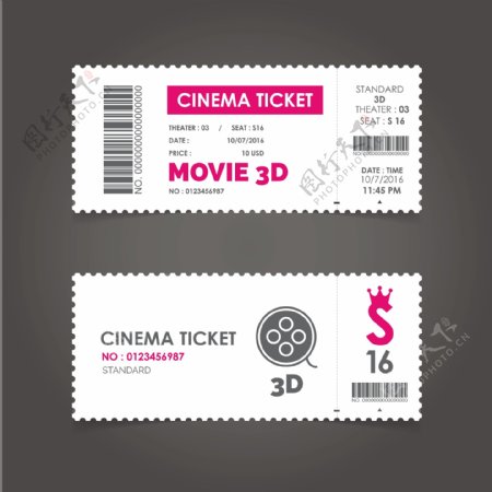 粉红色矢量的电影票