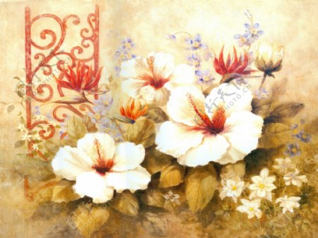 油画鲜花装饰画图片