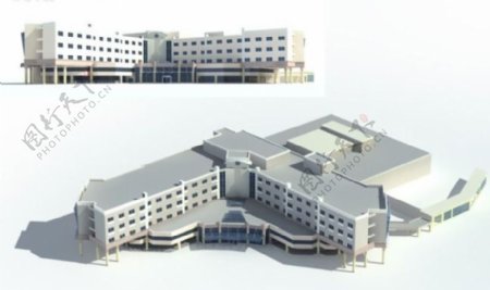 多层公共建筑设计行政中心大楼3D模型