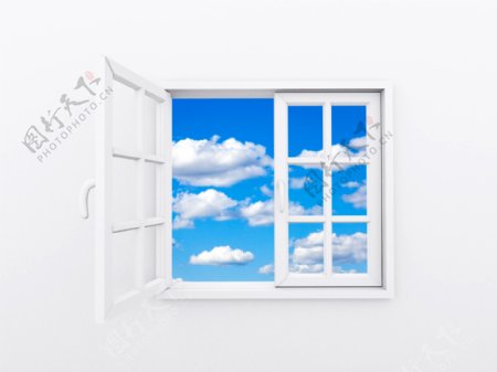 窗外的蓝天白云图片