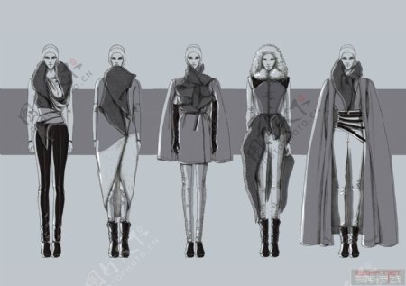 5款灰色系女装设计图