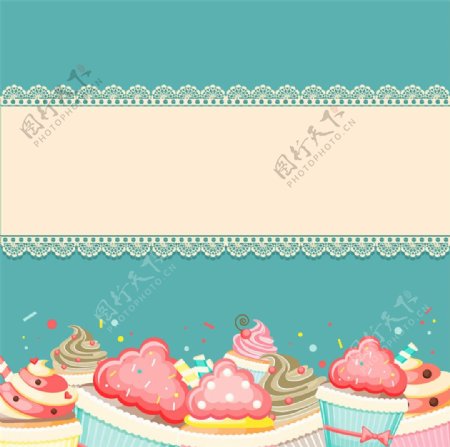彩色蛋糕婚礼贺卡图片