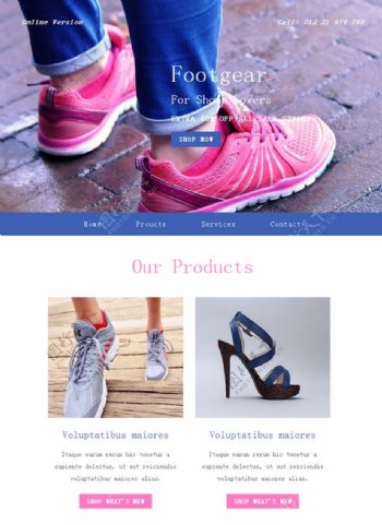 鞋子销售网页素材
