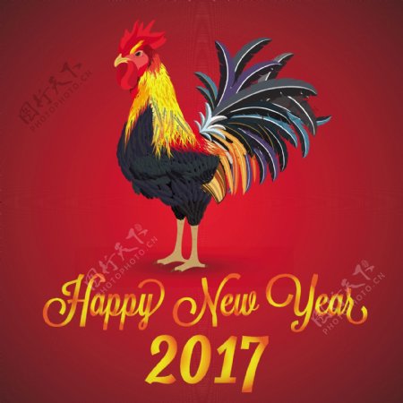 2017年鸡年新年贺卡广告设计
