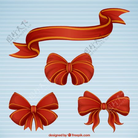 红色蝴蝶结和丝带