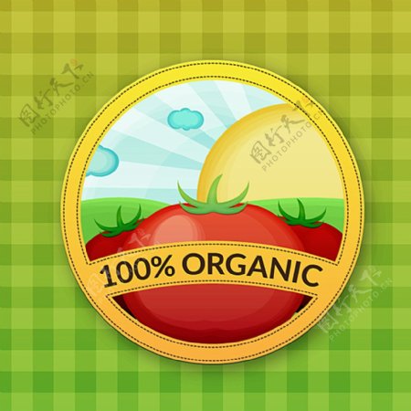 纯天然番茄标签矢量素材图片