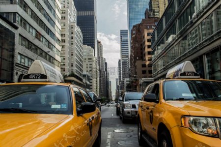 汽车交通街道新纽约摩天大楼直驾驶曼哈顿交通出租车出租车