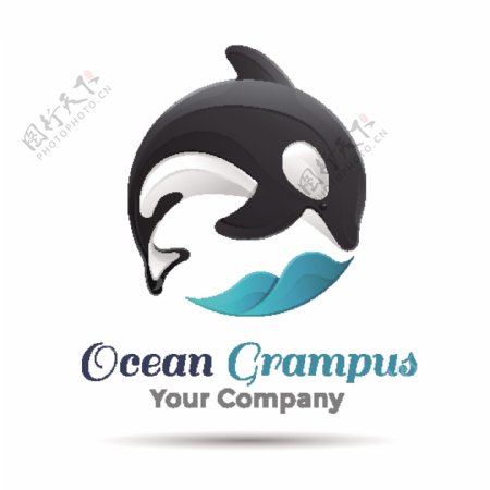 海豚卡通logo标志设计