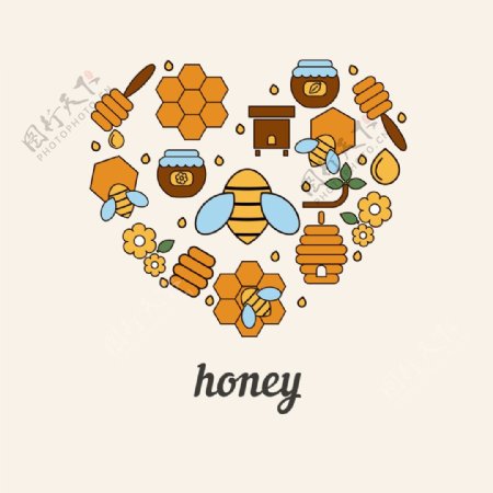 心形蜂蜜图片