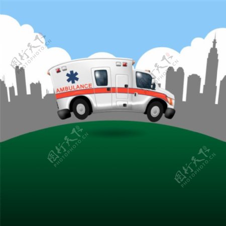 城市建筑救护车图片