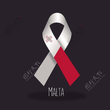 马耳他国旗丝带设计矢量素材