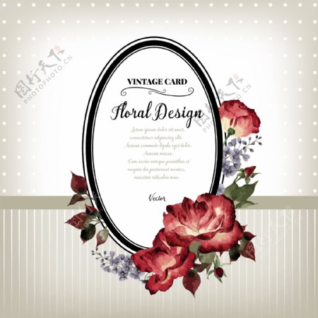 欧式画框复古玫瑰装饰矢量印刷高清设计素材
