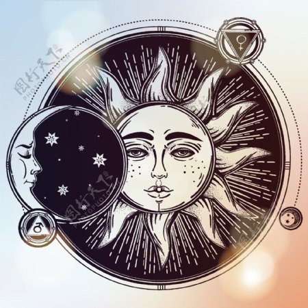 太阳月亮插画