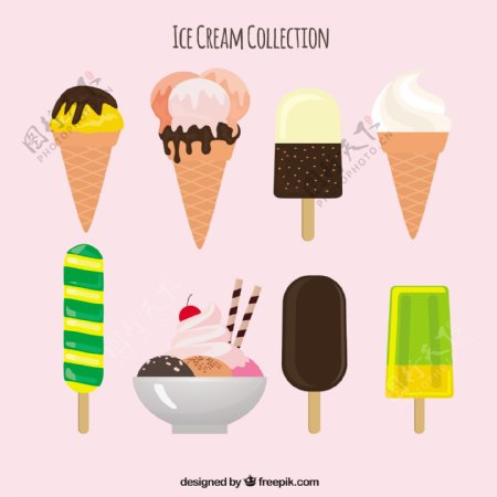 夏季甜品冰淇淋雪糕平面设计素材
