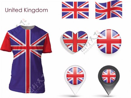 英国国旗t恤文化衫矢量素材