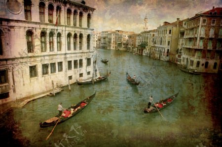 意大利威尼斯城市里的河道图片图片