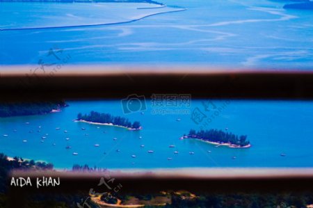 大海沙滩蓝色船关系岛放松马来西亚