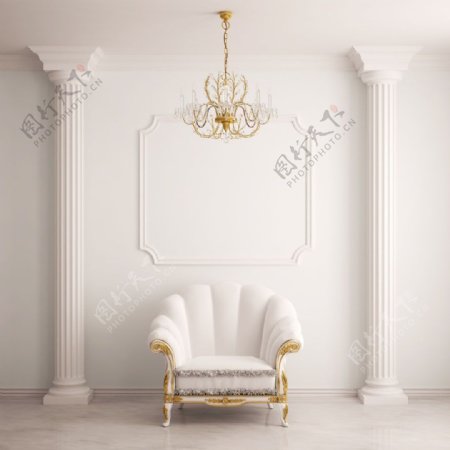 白色欧式沙发家具效果图图片