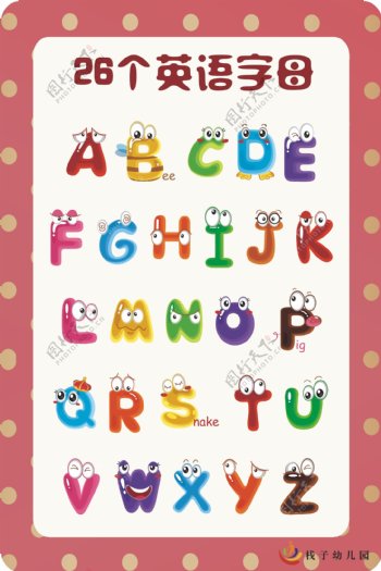 幼儿园卡通展板26个英语字母