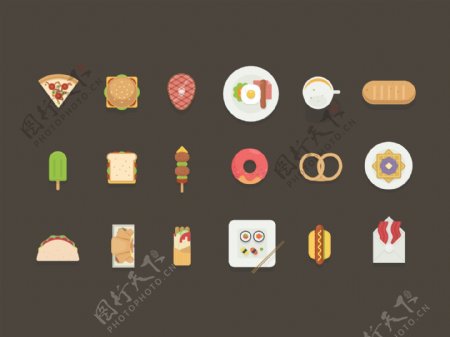 18详细的食物插图的矢量格式