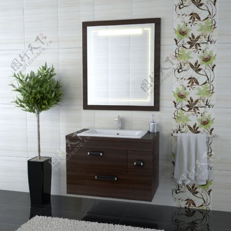 浴室柜毛巾架与镜子等高清图片