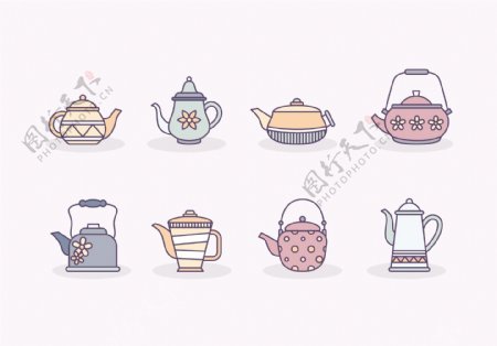手绘可爱茶壶