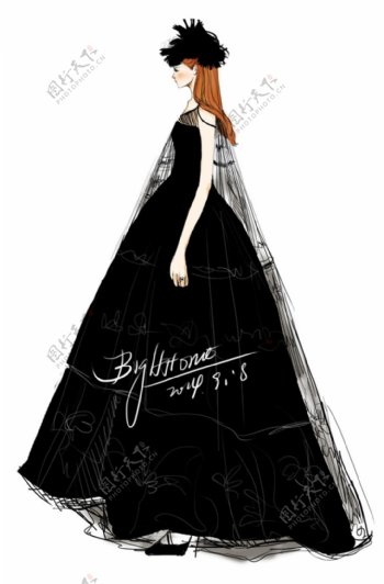 黑色纱裙设计图