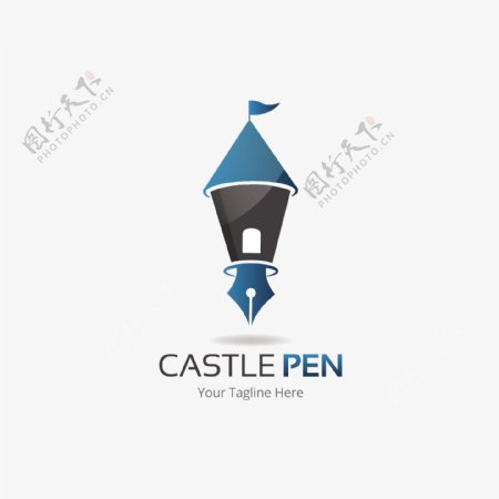 城堡笔创意商务标志矢量