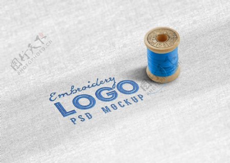 刺绣logo针线蓝色