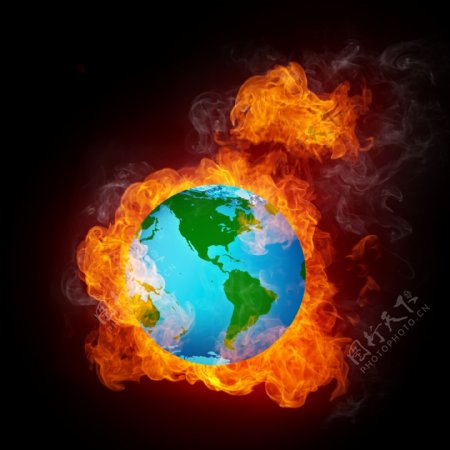 大火燃烧的地球图片