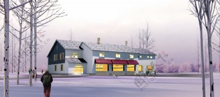 冬季房屋建筑设计图片